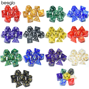 

7pcs/set Polyhedral Dice Pearlized Effect for RPG Board Game DnD Dice Games D4 D6 D8 D10 D% D12 D20