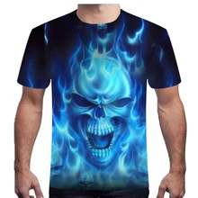 Новая футболка с рисунком черепа, с короткими рукавами, с 3D принтом, футболка с рисунком черепа и розы, Мужская футболка с круглым вырезом и коротким рукавом, летние мужские большие размеры 6XL