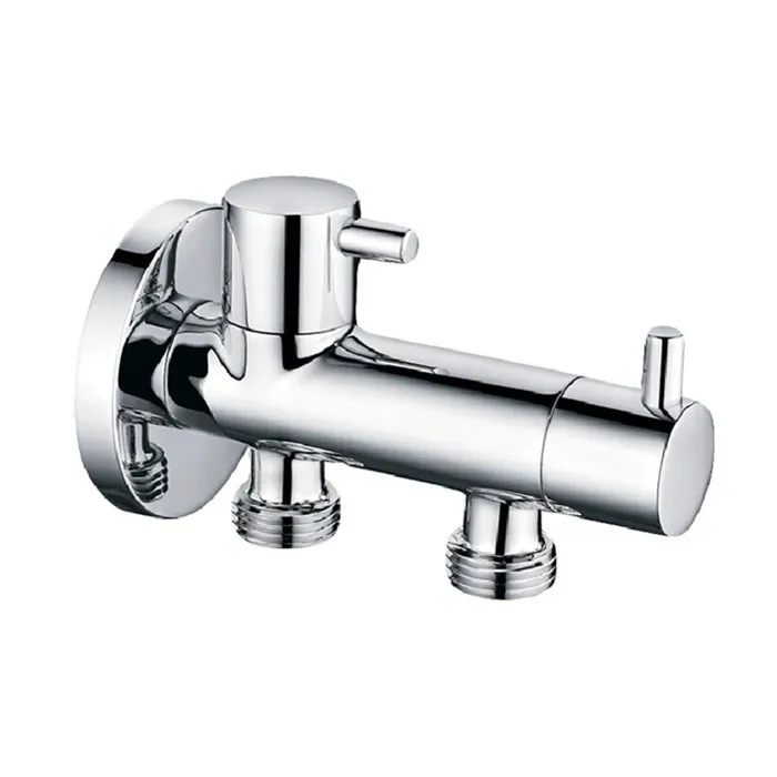  cooper single inlet hole double outlet hole double control Bathroom Three way Angle Valve BD288