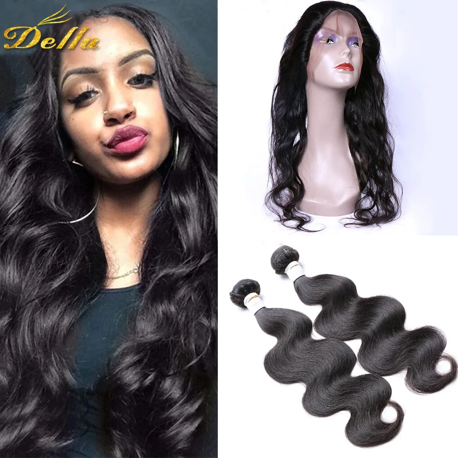 

360 Lace Frontal With Bundle Brazilian Body Wave Virgin Human Hair Extensions 8A Unprocessed Brazilian Virgin Hair Weave Bundles