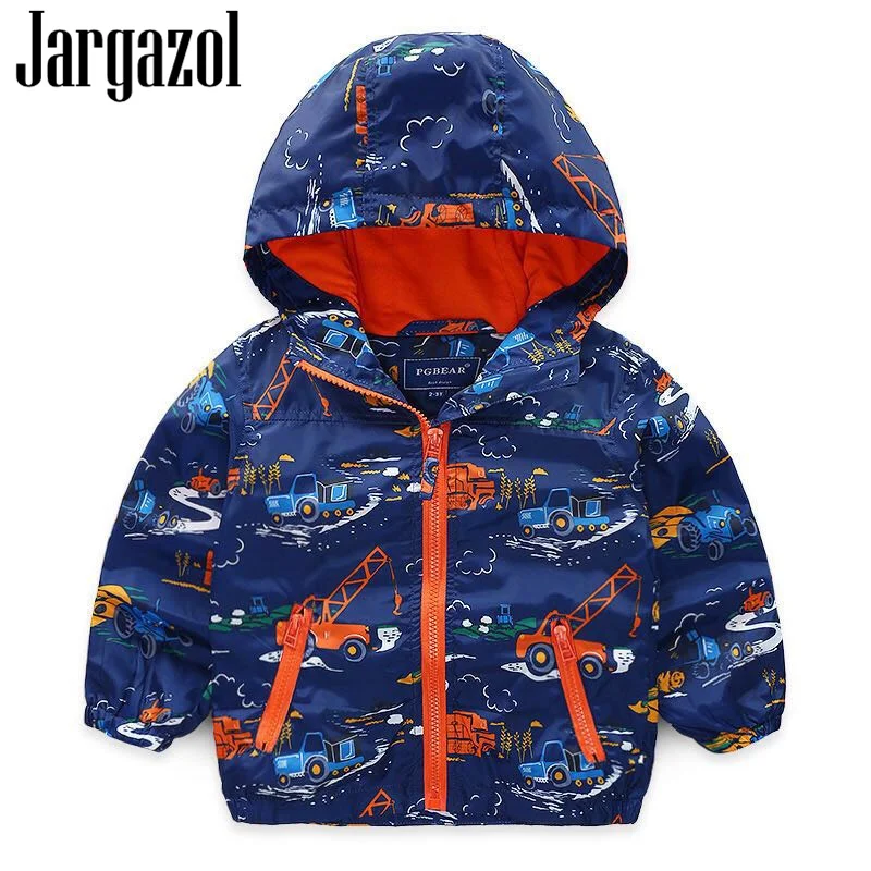 

Baby Boy Jacket Coat Fleece Outwear 2019 Spring Autumn Windbreaker Cartoon Excavator Crane Printed Toddler Girls Coats Costume