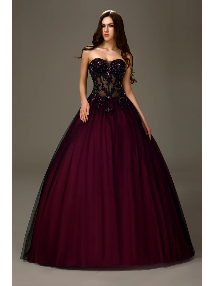 black and purple ball gown