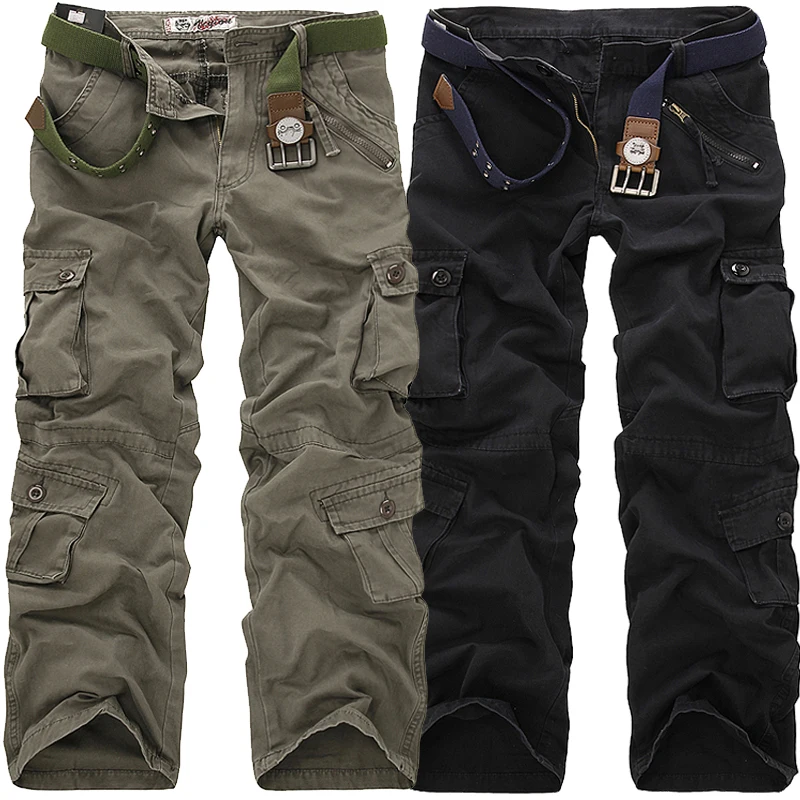 Мужские брюки стиля Military с множеством карманов