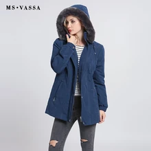 MS VASSA Ladies Parkas 2017 New Autumn Winter padded Women jacket detachable hood nice faux fur