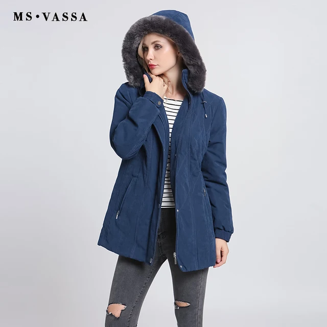 ms vassa ladies parkas 2017 new autumn winter padded women jacket faux fur plus size vest