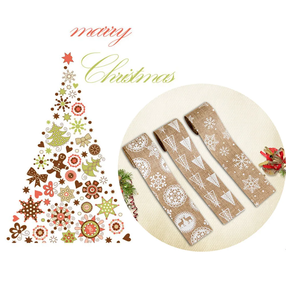 

Burlap Christmas Ribbon Rolls Linen Crafting Ribbons Decoration for Wedding