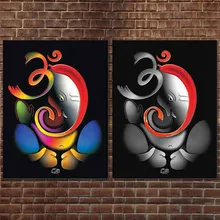 100% Hand-painted Om Ganesha Ganpati Oil Painting On Canvas Abstract Cartoon Wall Art Home Decoration Fine Picture