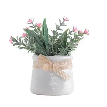 Европейские Керамические вазы с искусственными цветами, белые, розовые, фиолетовые, настольные, для внутреннего украшения сада, вазы, домашний декор