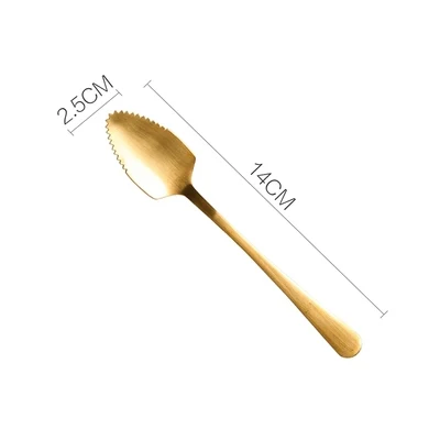 Stainless Steel Spoon Cute Ice Cream Coffee Fruit Spoons Butter Knife Teaspoon Gold Plating Dessert Cake Sugar Spoon Tableware - Цвет: Fruit Spoon