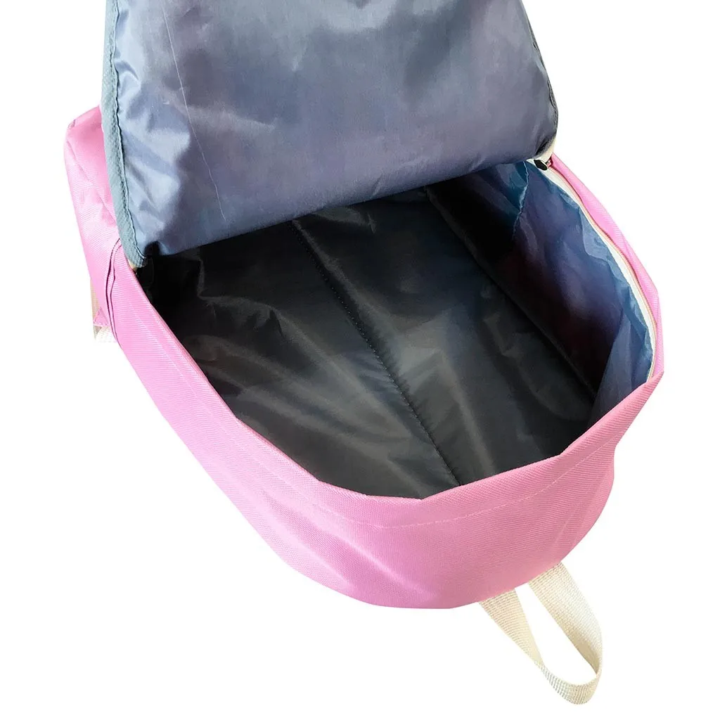 Набор из четырех предметов, школьная Портфолио для школы, сумка для девочек-подростков, повседневный рюкзак с изображением кота, модный холщовый портфель для подростков