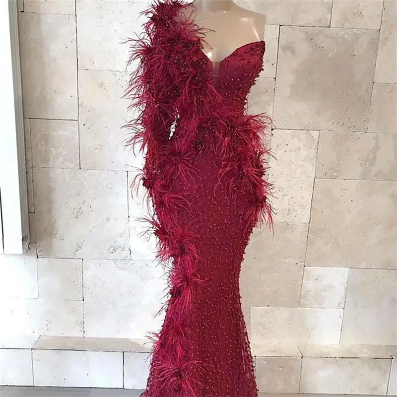 Платье Русалка на одно плечо для выпускного вечера кружевные бусины 3D Цветочный аппликатор длиной до пола торжественные платья под заказ сделанные vestidos de gala
