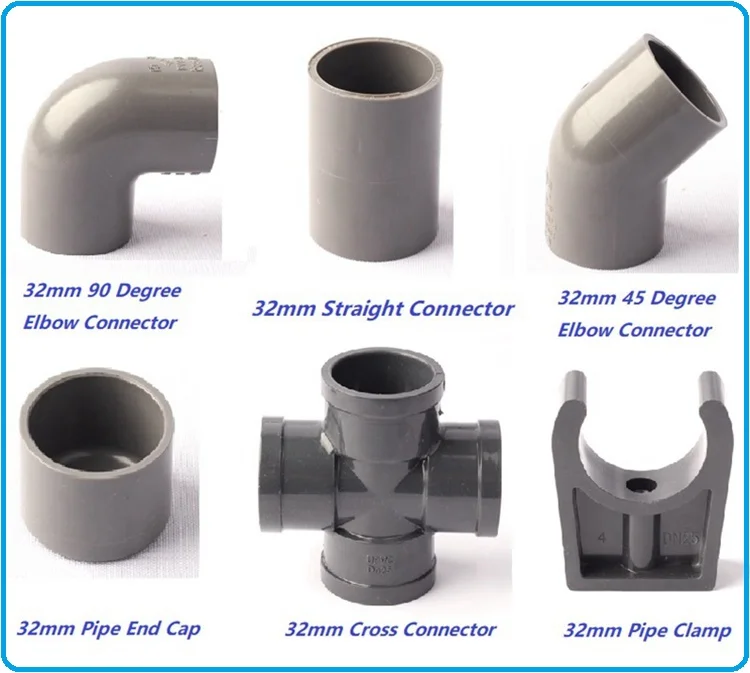 32 мм водопроводные трубы серии ПВХ соединительные фитинги садовые локоть прямой крест соединитель серый пластик орошения трубы соединительные соединения
