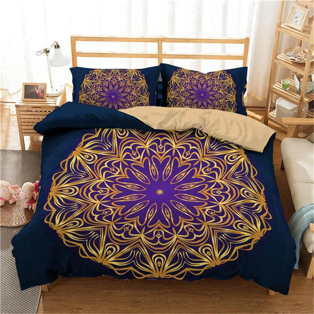 

Boniu Mandala Printed 3D Bedding Sets Home Decor Bohemian Bed Set Queen King Size Mushroom Duvet Cover Set And Pillowcase
