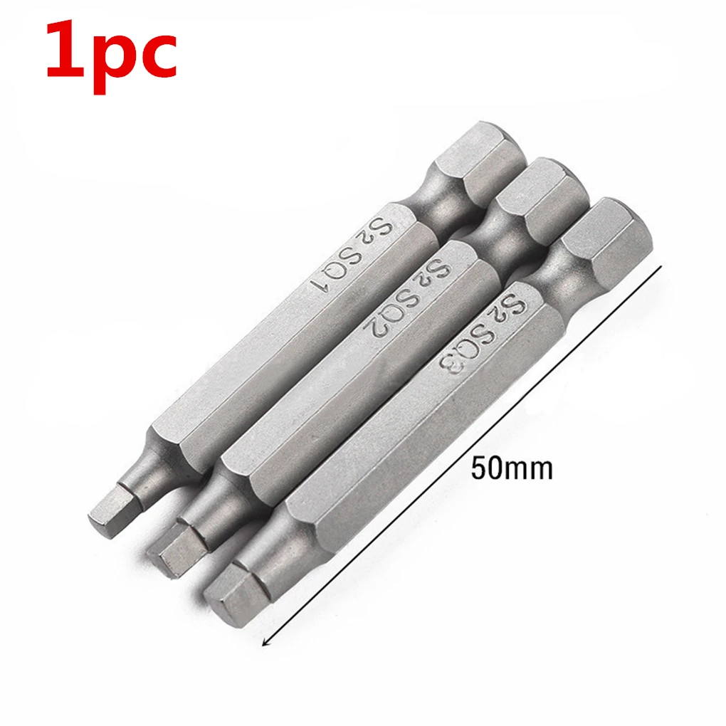 

1pc Set 50mm Magnetic Square Head Screwdriver Bits Electric Driver Bits Hand Tools Screwdriver Drill Bit S2 1/4 Inch Hex Shank