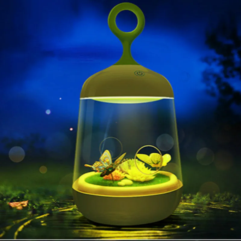 

Creative LED Nightlight Butterfly Rabbit Micro Landscape Nursing lights Touch Discoloration Timer Appease lamp IY303107