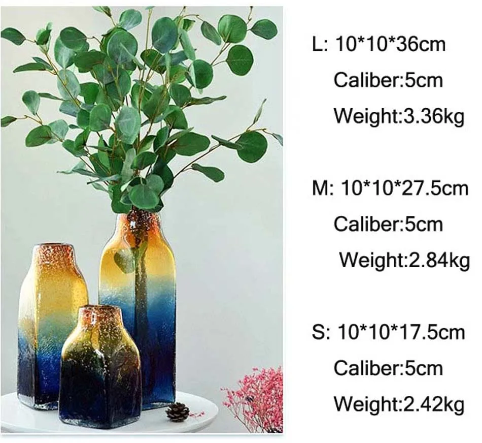Современный минимализм стеклянные вазы Цвет постепенное изменение большая ваза гидропоника контейнеры цветок орган украшения дома гостиной