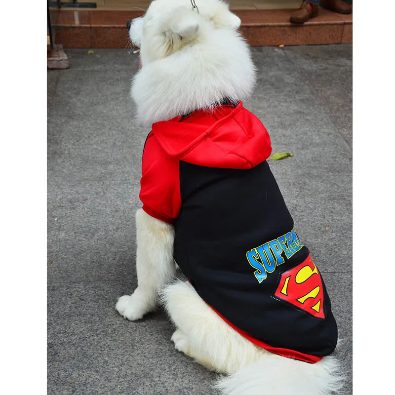 Teddy Bentley Superman Dog Clothes For Christmas Warm Hooded Cotton Suitable Small Dogs Fall And Winter | Дом и сад