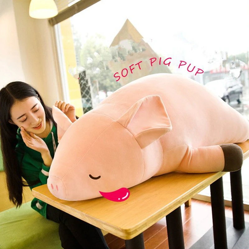 

Dorimytrader Large Soft Lying Pink Piggy Plush Toy Stuffed Fat Animals Pig Doll Pillow 80cm 100cm 120cm Valentine's Day Present