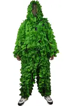 Green Leaves Camouflage Suit Hunting Ghillie Suit Woodland Camouflage Hunting Clothes Camo Sniper Suit Army Airsoft Uniform german elite m42 ss oak leaves camo hunting smock de 505134