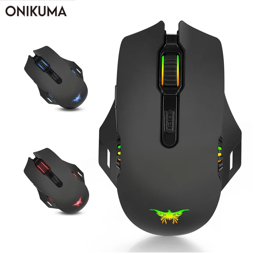 

ONIKUMA W200 Wireless Gaming Mouse Rechargeable 2.4GHz Optical 6000 DPI Gaming Mice LED Colors Computer Muis For Laptop Notebook