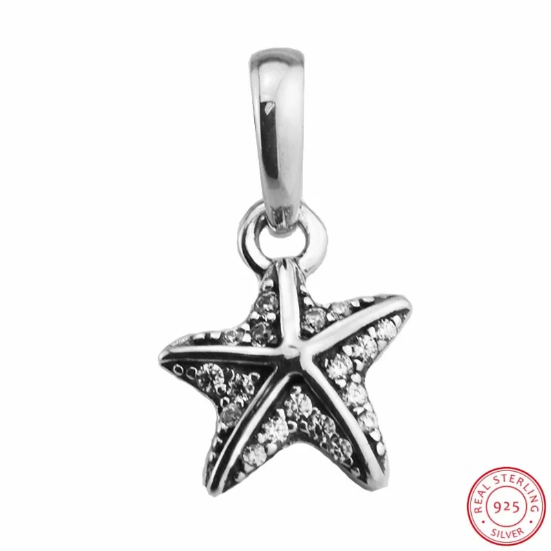 

Clear CZ Fun Summer Tropical Starfish Pendant Charm Beads for Jewelry Making DIY Fit PANDORA Charms Silver 925 Original FL578