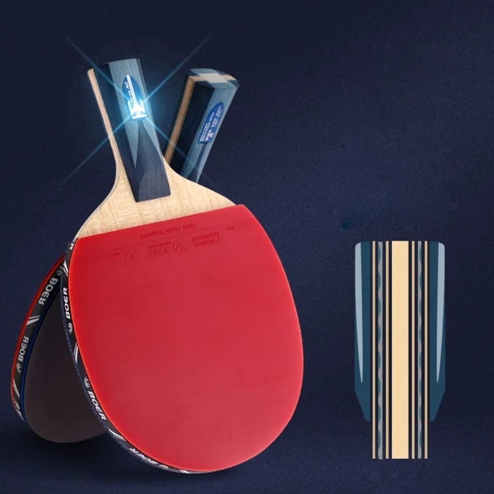 Углеродная ракетка для настольного тенниса с резиновой ракетой для пинг-понга, ракетки для понга высокого качества с сумкой - Цвет: longhand