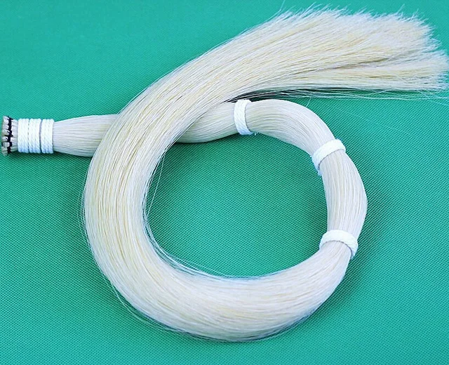 

15 hanks high quality white Stallion horsetail violin viola cello bow hair 80-85 cm