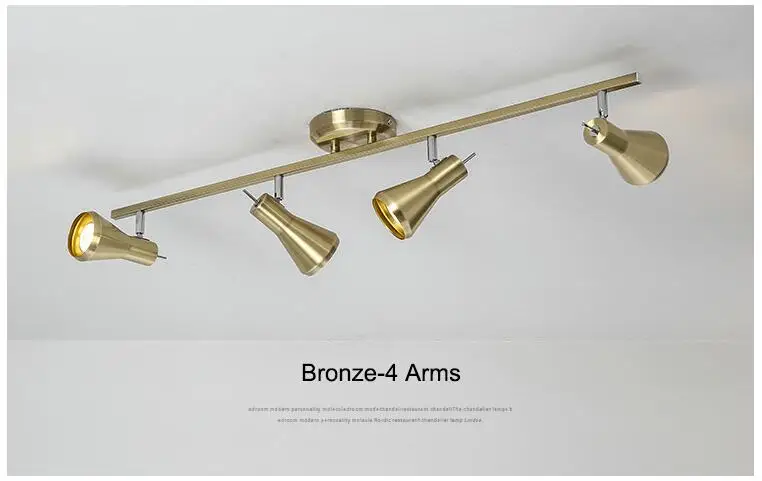 Светодиодный потолочный светильник MDWELL в скандинавском стиле 220 В с металлическим абажуром для гостиной E14, металлический потолочный светильник, современный фойе - Цвет корпуса: 4 Arms Bronze