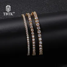 TBTK мода один ряд 3 мм/4 мм Iced Out цепочка из розового золота циркония теннисный браслет хип-хоп медь серебро подвески наручные Роскошные ювелирные изделия