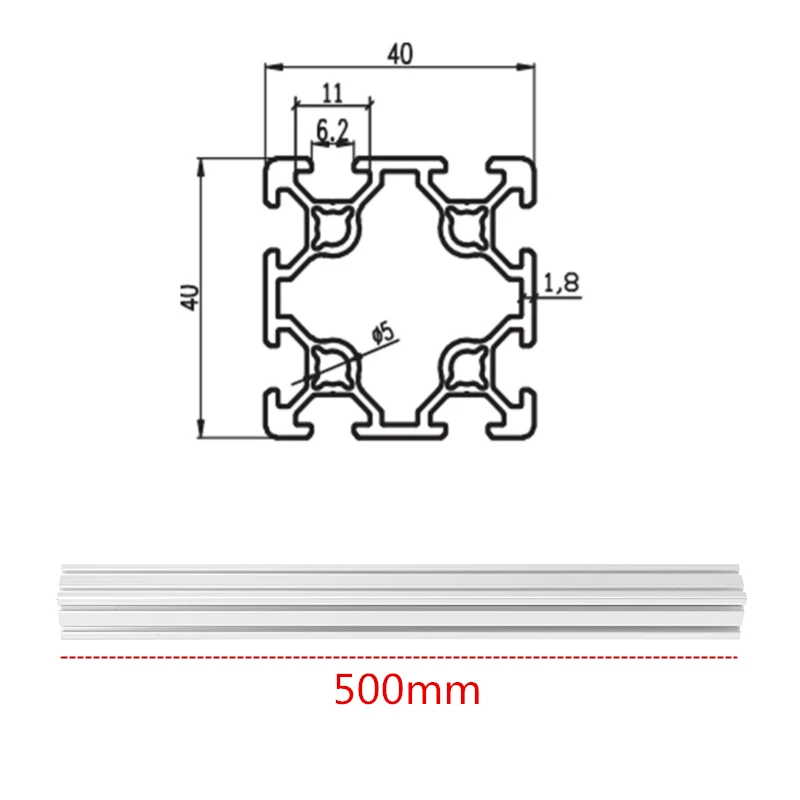 

DANIU 500mm Length 4040 Double T-Slot Aluminum Profiles Extrusion Frame Based on 2020 For CNC 3D Printers Plasma Lasers