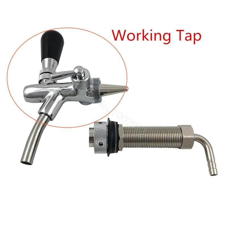 Beer Tap Faucet Shank With Nipple, Chrome Plate Brass Shank G58 for Adjustable Tap Draft Beer Dispenser Home brewing Assembly (17)_