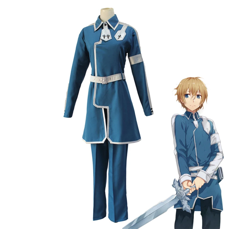 Sword Art Online Alicization Eugeo Synthesis Thirty-two Cosplay Costumes SAO Blue Uniform Halloween Party Role Play Costume