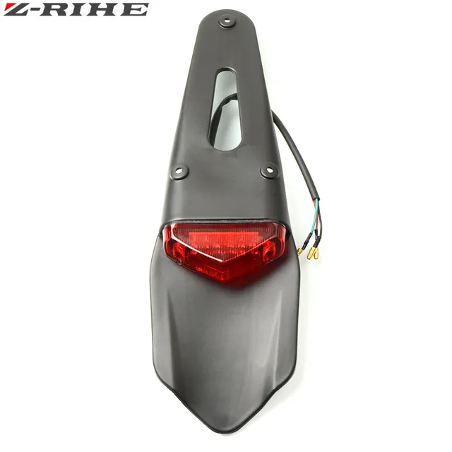 Motorcycle Enduro Trial Bike Fender 12 LED Brake Stop Rear Tail Light Motorbike Taillights Scooter Moto LED Turn Signal Light black