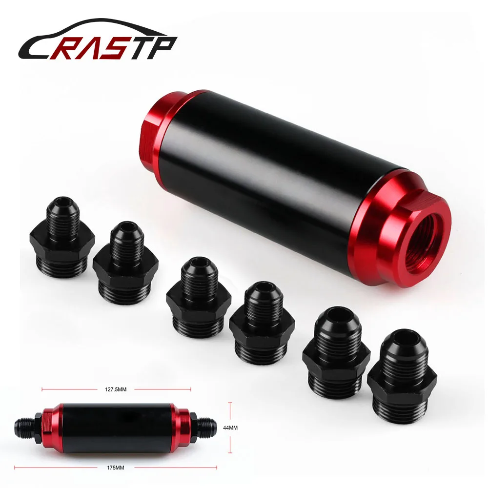 

RASTP-Universal Racing Black Inline Fuel Filter & Mount with AN10 AN8 AN6 High Flow Turbo for Honda RS-FRG014