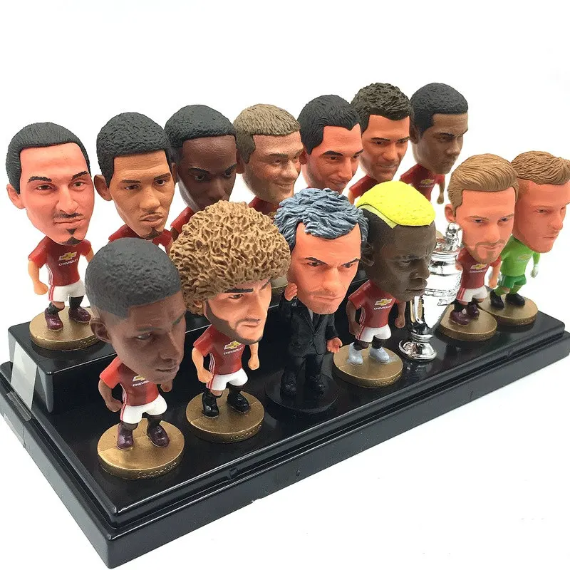 

Collection 12pcs/set 6.5cm England Manchester Pogba Ibrahimovic Mata Rooney Martial Action Figure Jersey Football star toys gift