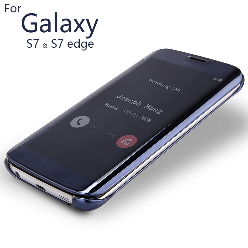 Роскошный прозрачный чехол для Samsung GALAXY S7 и Edge зеркальный защитный из кожи с