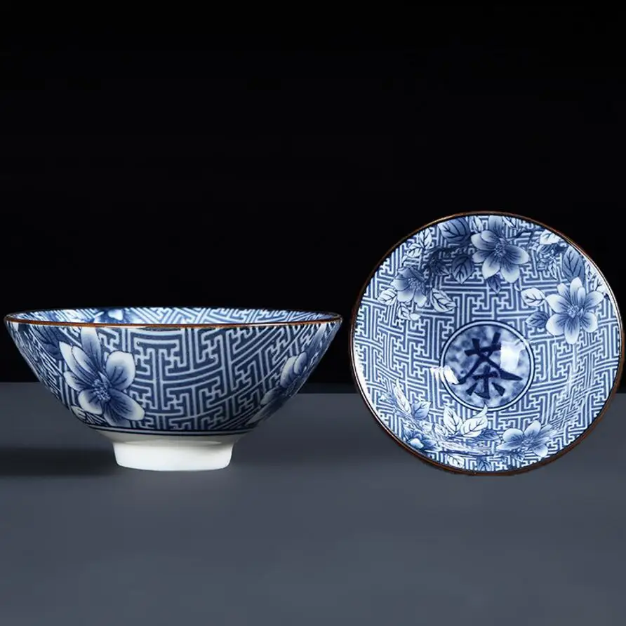 Голубая и белая фарфоровая чашка, мастер чашка ручная роспись чайная чашка Японская чаша для чая керамическая чайная посуда - Цвет: 9