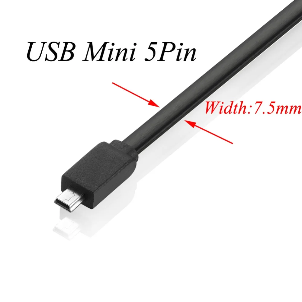 Bochara Flat Mini 5Pin Cable USB 2.0 Type A Male to Mini 5Pin Male 5P Pure Copper Cores 30cm