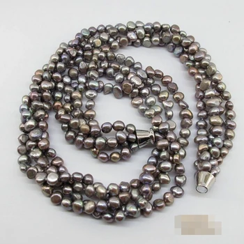 

0852 Colour Grey/Purplish Fresh Water Pearl Four Strands 18" Necklace