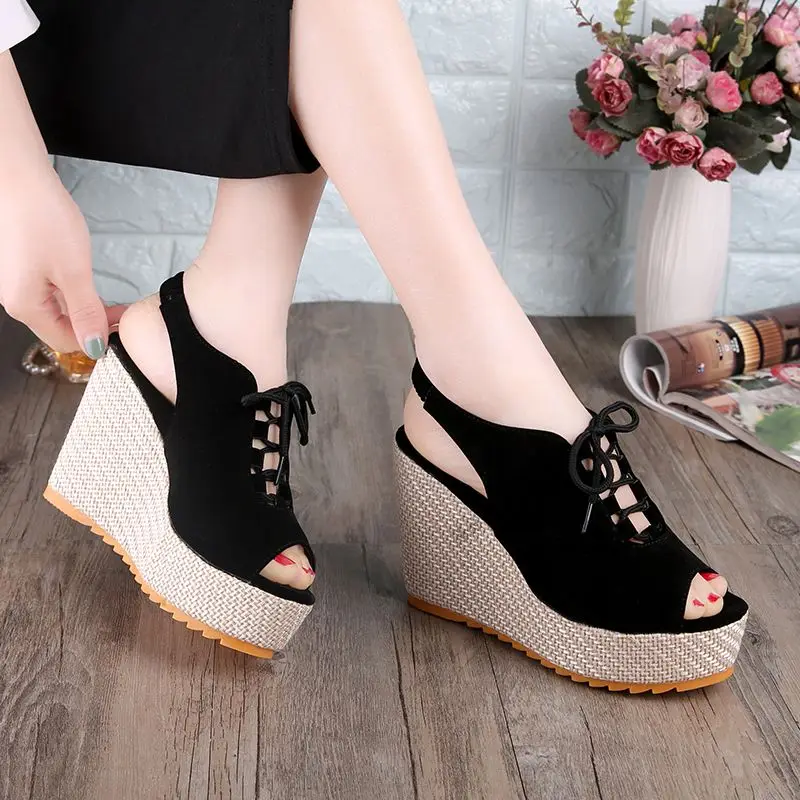 E TOY WORD sandals women 2019 Rome Shoes Lace-Up Women Fashion Wedge gladiator sandals summer women High Heel Sandals