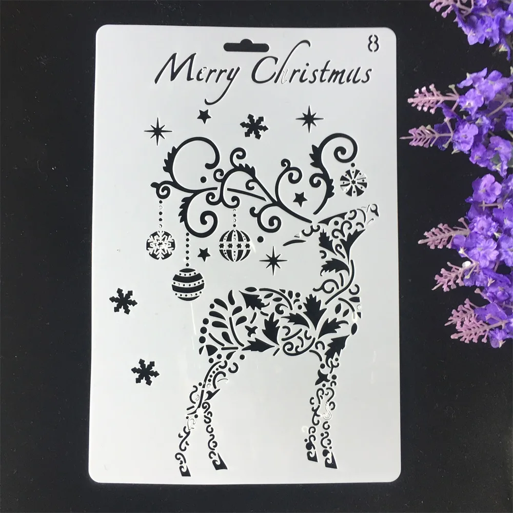 

1Pcs 26cm Christmas Deer Bell DIY Craft Layering Stencils Wall Painting Scrapbooking Stamping Embossing Album Card Template