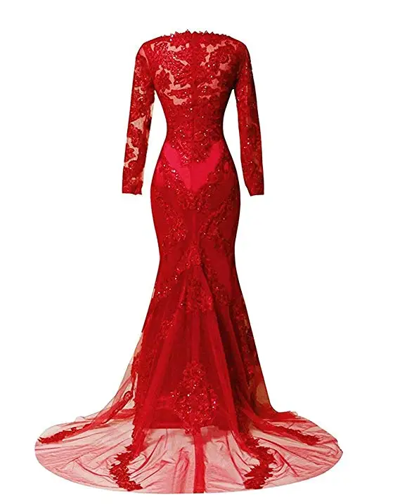 2019 Long Sleeves Mermaid Prom Gowns Sparkly Applique Sequins Party Evening Dresses Long Vestido De Festa Longo