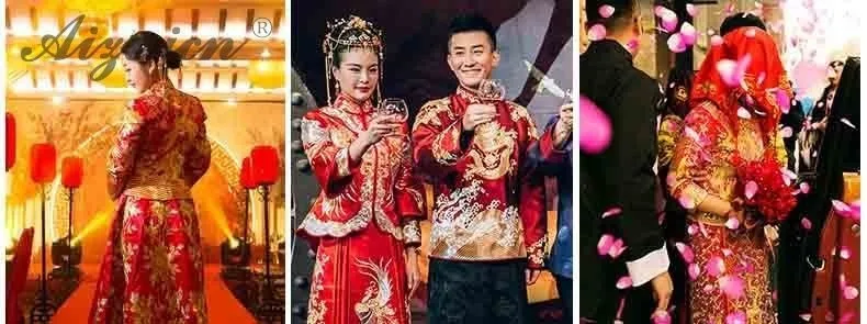 Невеста 2019 новый китайский традиционный свадебный платье Qi Pao Для женщин вышивка Чонсам с драконами длинное красное свадебное платье