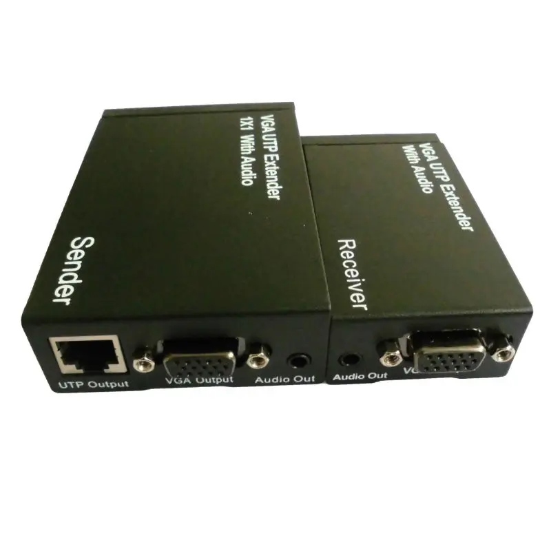 Dual Video VGA UTP 1x1 Splitter Extender 300M with Audio Cat 5e/6 VGA UTP Extender Sender
