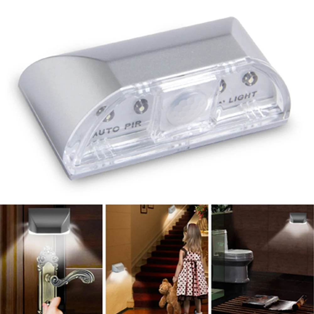 Night Light 4 LED PIR Motion Sensor Door Keyhole Light Battery Operated Bright Night Lamp Stick