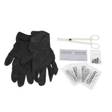 Для женщин пирсинг комплект тела \ уха \ нос Нержавеющая сталь стерильные 14 г пирсинг иглы+ пара серьги \ перчатки+ алкоголь Pad+ Пластик ножницы