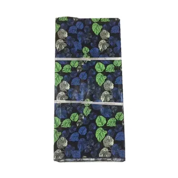 

Black Color Good Quality Damask Shadda Printed Guinea Brocade Fabric with Leaf in 10 yards
