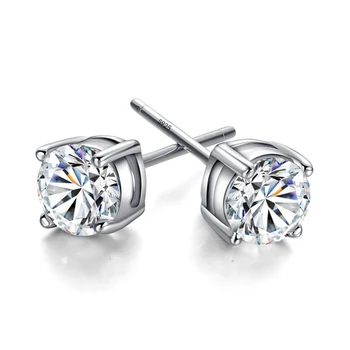 

5mm Zircon Earrings Stud Sterling Silver Wholesale Jewelry 4 Prongs Basket Style Earrings Stud for Women Fashion Earrings 925
