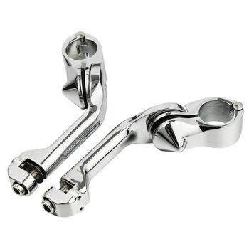 

Motorcycle 1-1/4" Chrome Long Angled Highway Engine Guard Bar Foot Peg Mount Kit For Harley Street Bob FXDB Fat Bob FXDF
