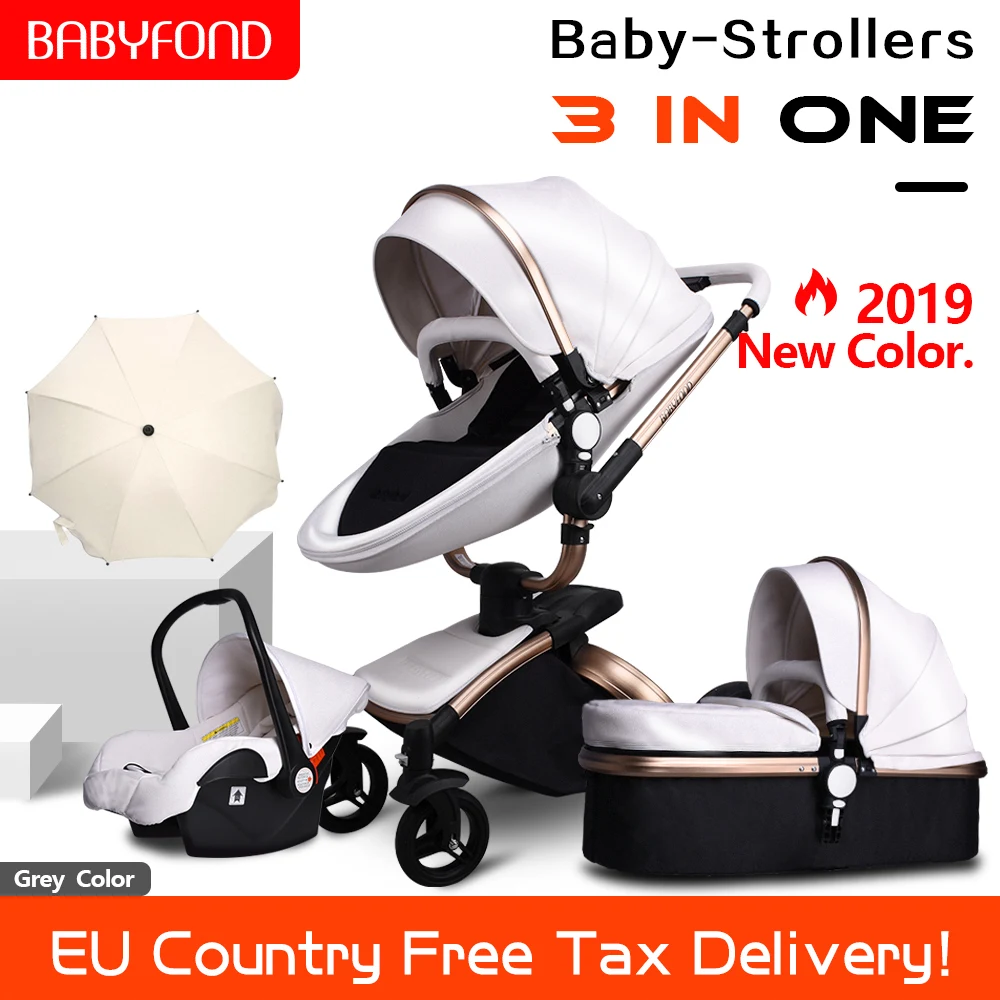 

Free Ship! 0-3 babyfond 4 in 1 Baby Stroller Luxury Fashion Carriage EU Pram Suit for Lying and Seat get free sleeping bag